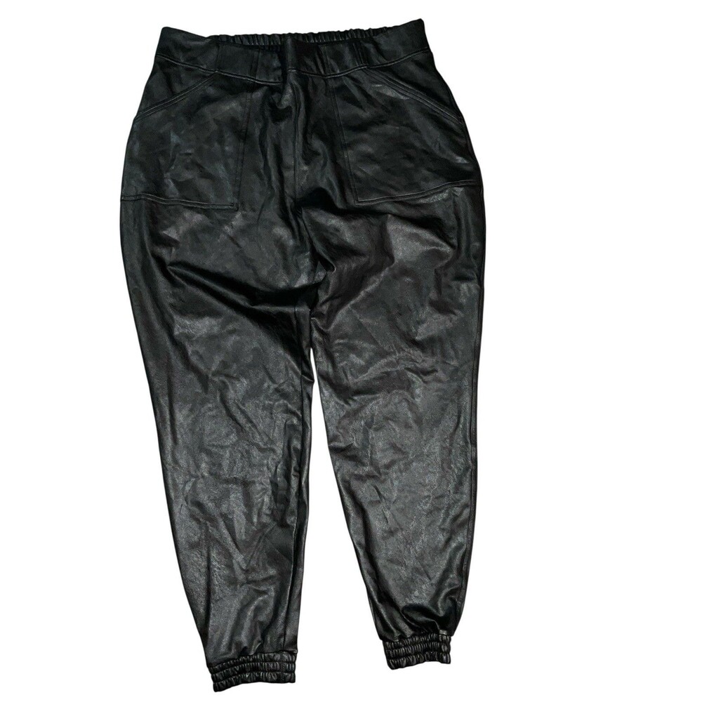 SPANX Faux Vegan Leather Joggers Black size 3X inseam 29